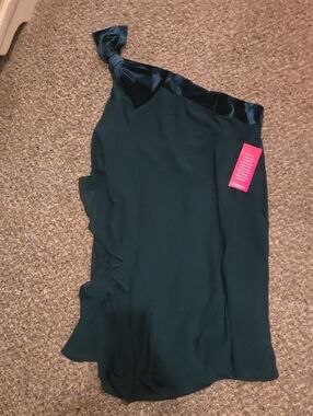 Ralph Lauren Deep Teal Velvet-Trim Dress